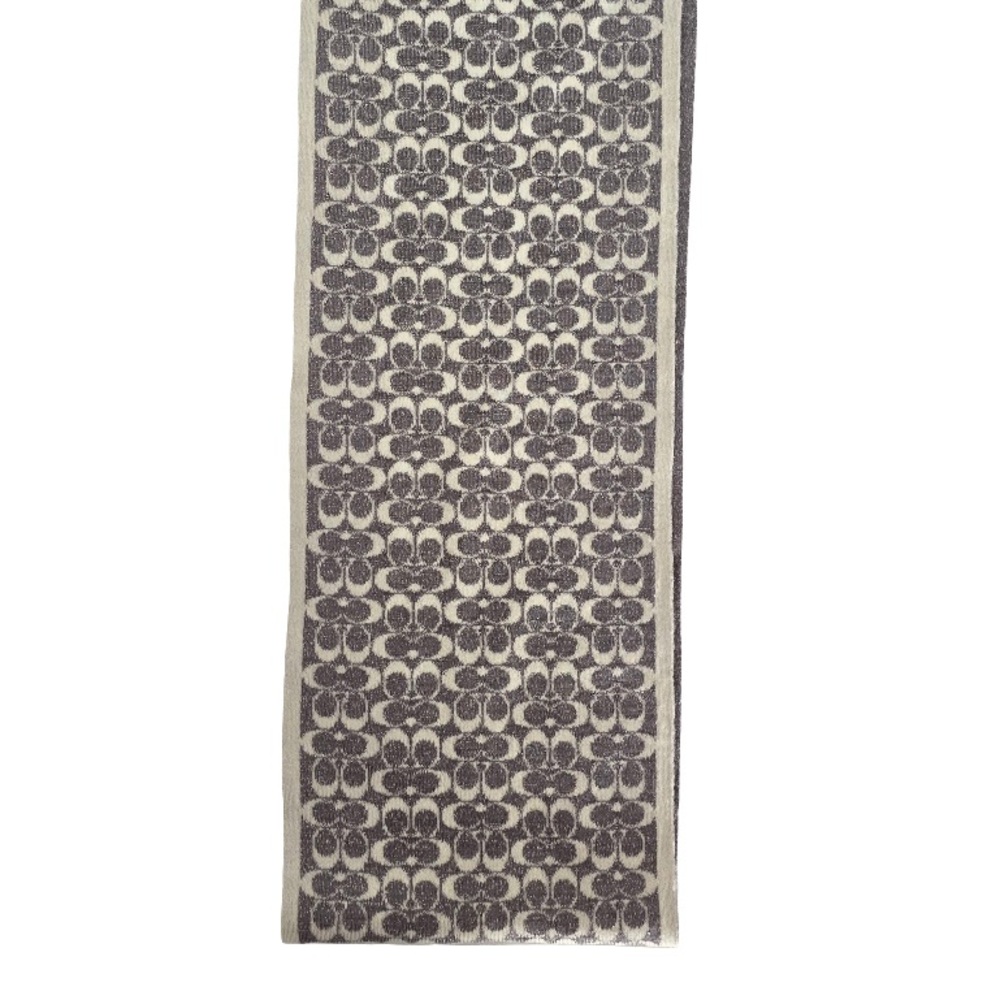 Coach Gray and Cream Patterned Scarf